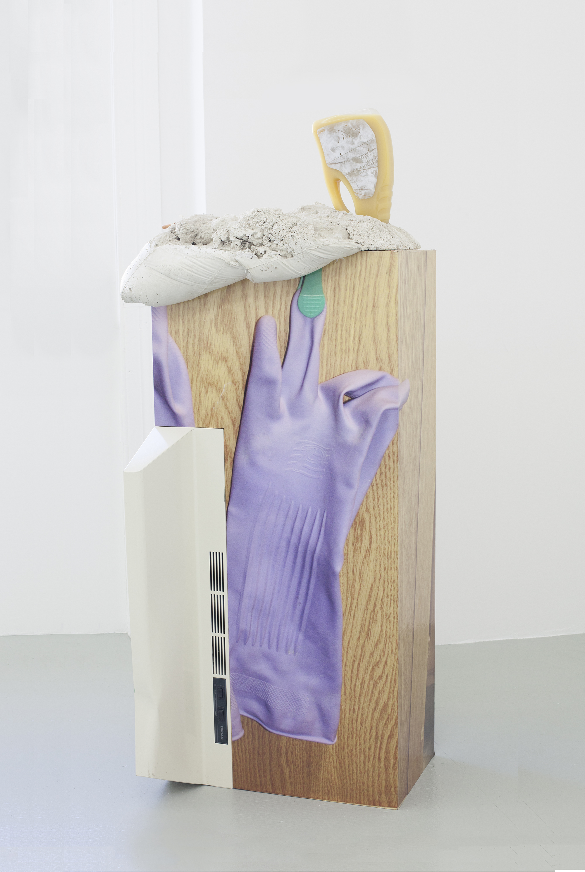 Ashley Carter Hardbody, 2014 Oven hood, vehicle wrap, cement, auto wax, cigarettes, and wood