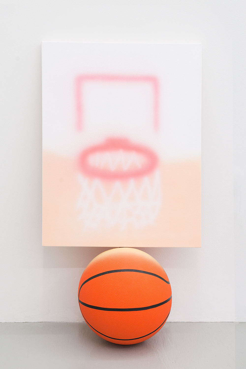 Jonny Paul Gillette goal on basketball ball, 2015 Acrylic polymer on canvas, basketball ball