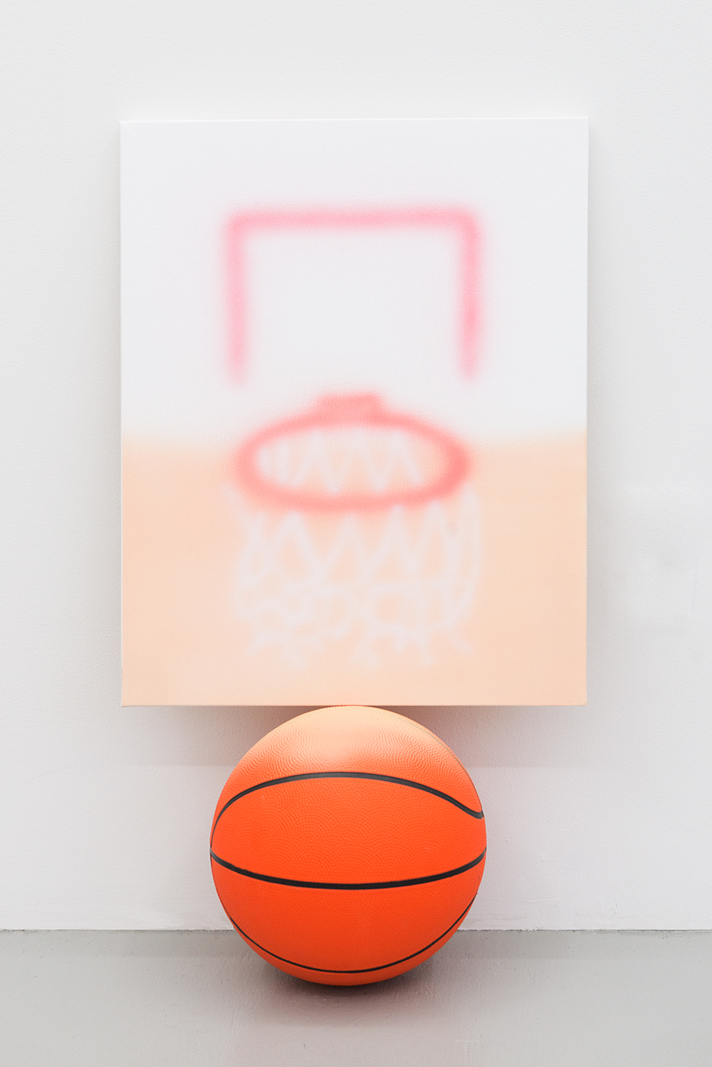 Jonny Paul Gillette goal on basketball ball, 2015 Acrylic polymer on canvas, basketball ball