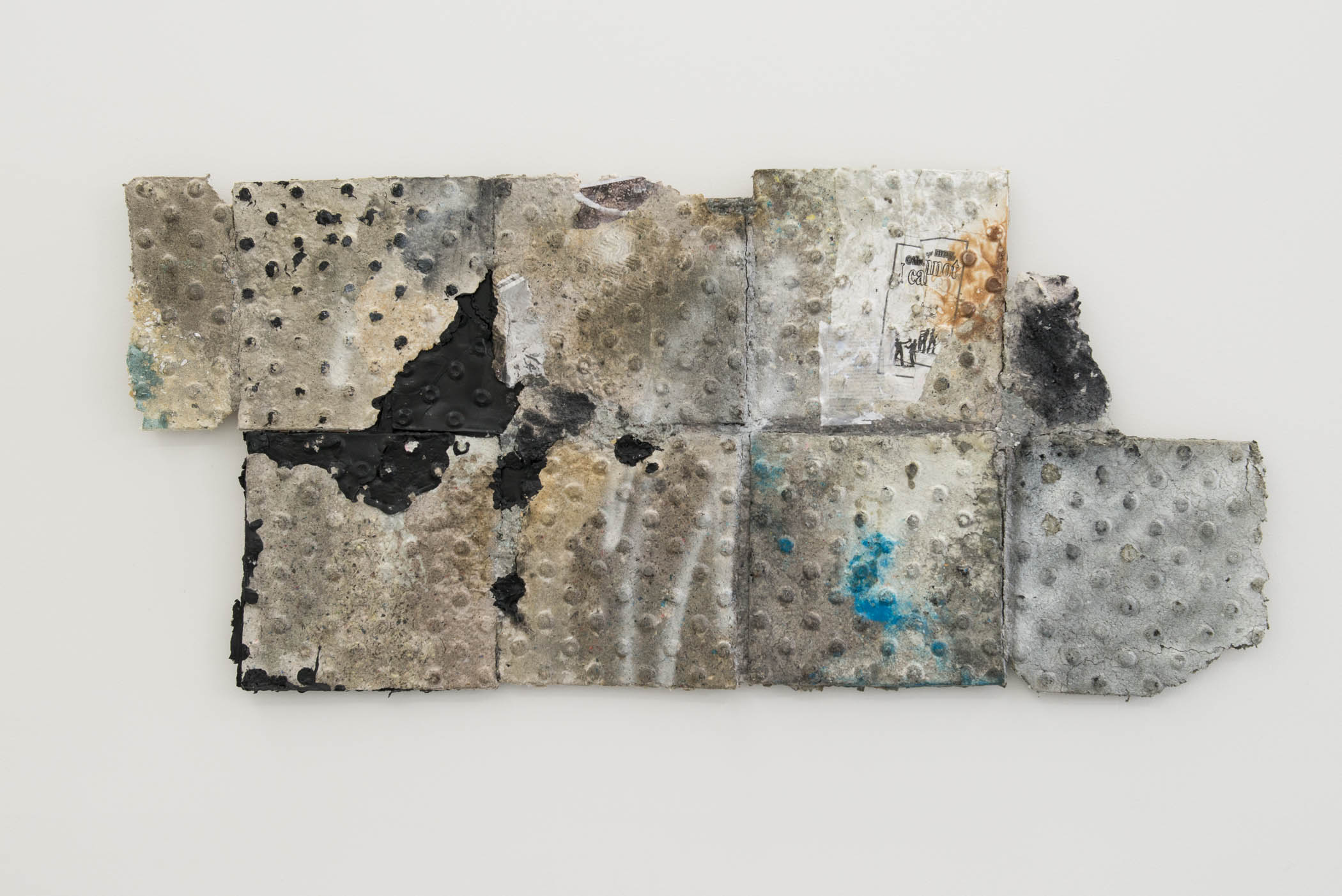 Brandon Ndife untitled (others may i cannot), 2015 Paper pulp relief, resin, rubber, and acrylic mounted on board