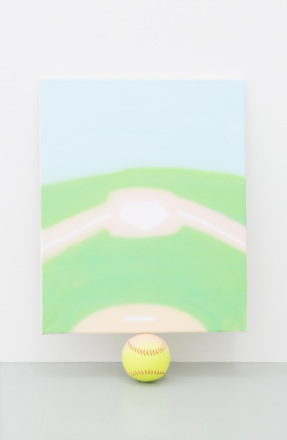 Jonny Paul Gillette goal on softball ball, 2015 Acrylic polymer on canvas, softball ball