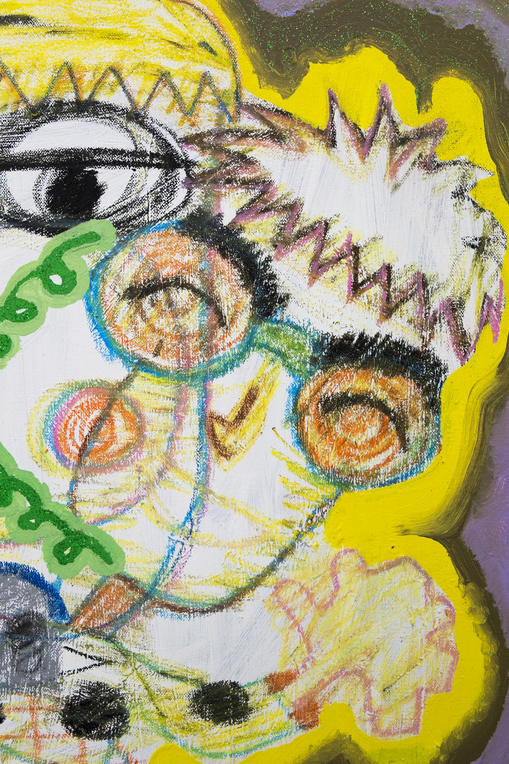 Rafael Delacruz Snot (Detail), 2016 Acrylic, oil pastel, and glitter on canvas 