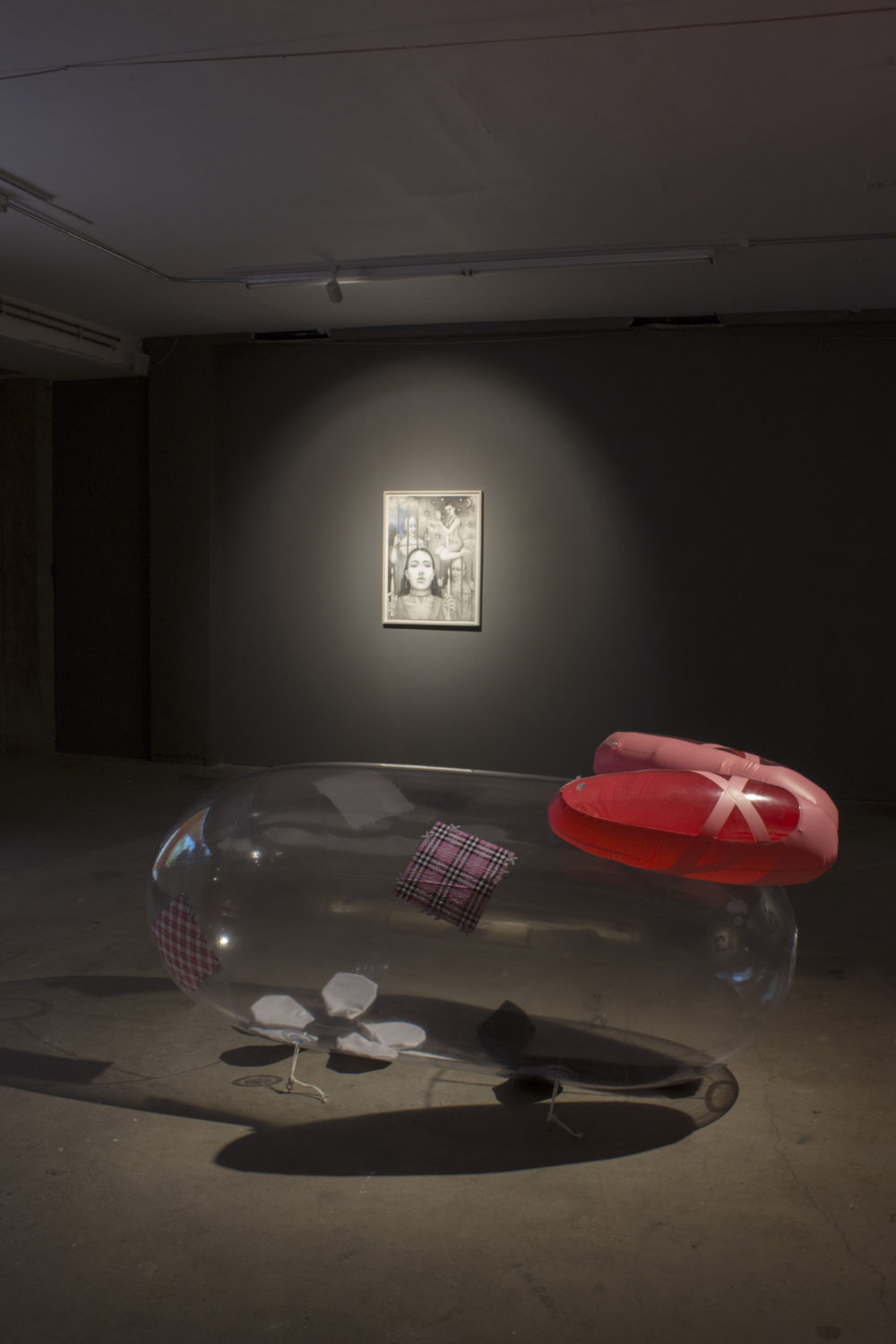 Flannery Silva i would sooner destroy my manhood than betray your heart, 2016 Inflatable , pleather, vinyl, decals