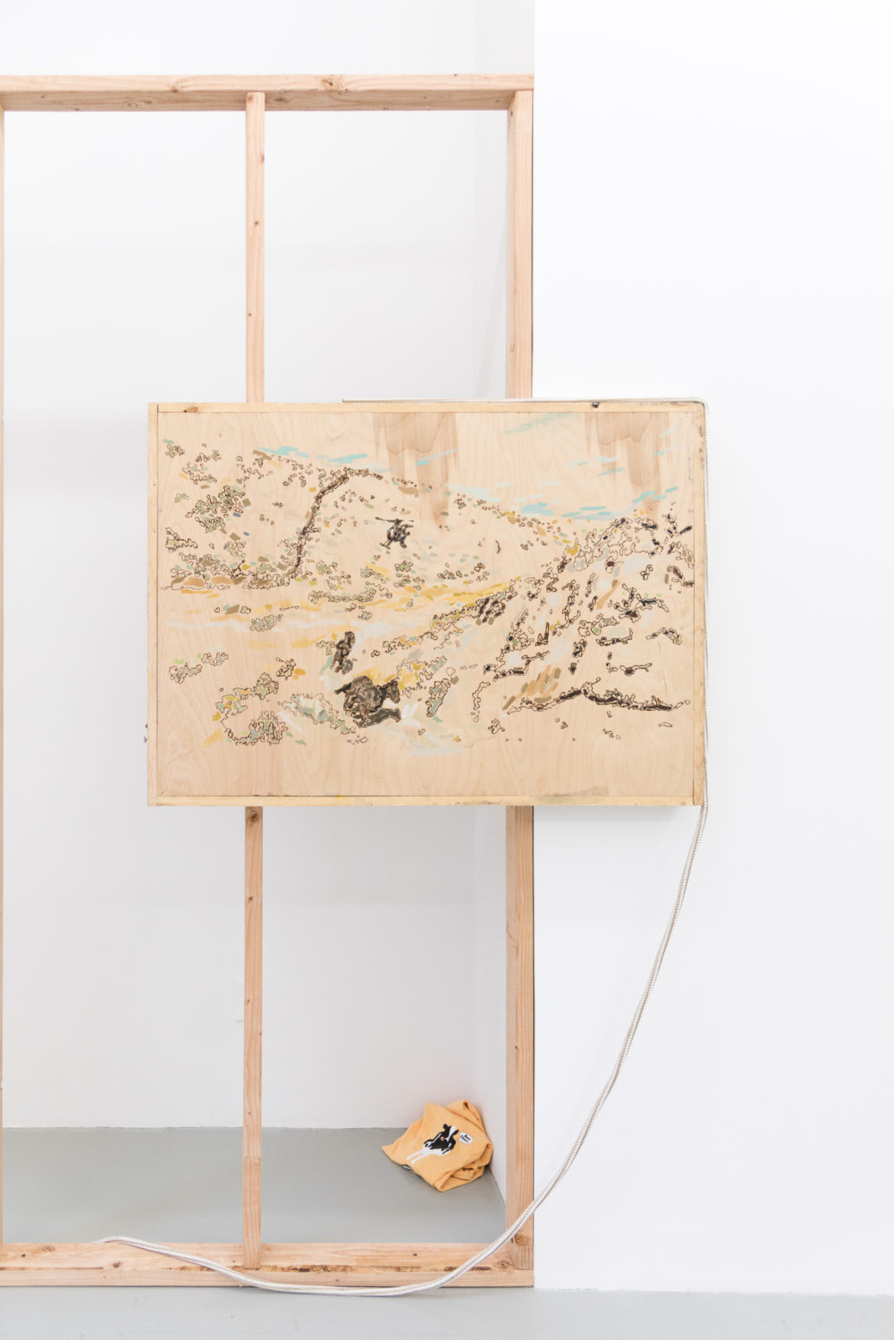 Rebecca Peel Present-day Arizona, 2016 Wood, gouache, galvanized steel, polyester rope