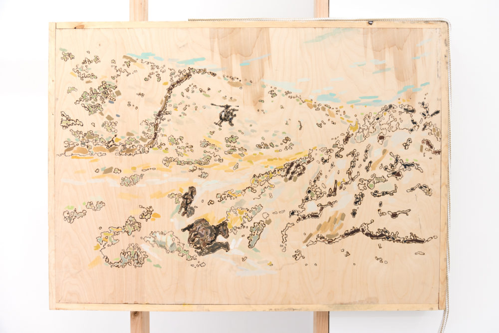 Rebecca Peel Present-day Arizona (Detail), 2016 Wood, gouache, galvanized steel, polyester rope