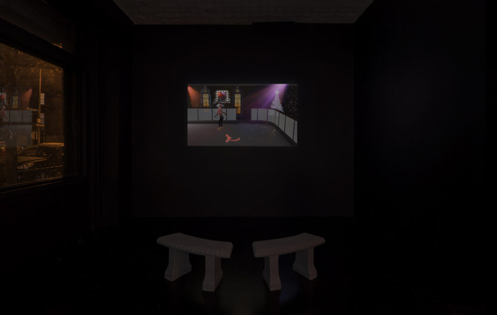 Jacky Connolly Hudson Valley Ruins (Installation view), 2016 Video, color, sound, benches 30 minutes