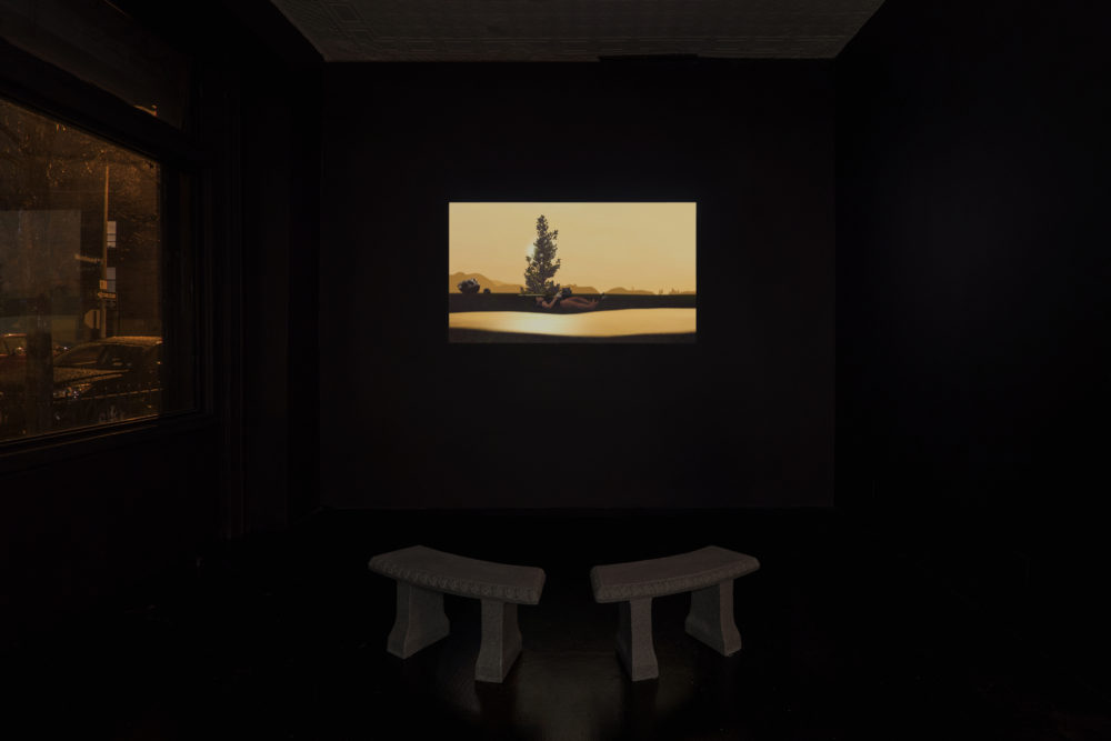 Jacky Connolly Hudson Valley Ruins (Installation view), 2016 Video, color, sound, benches 30 minutes